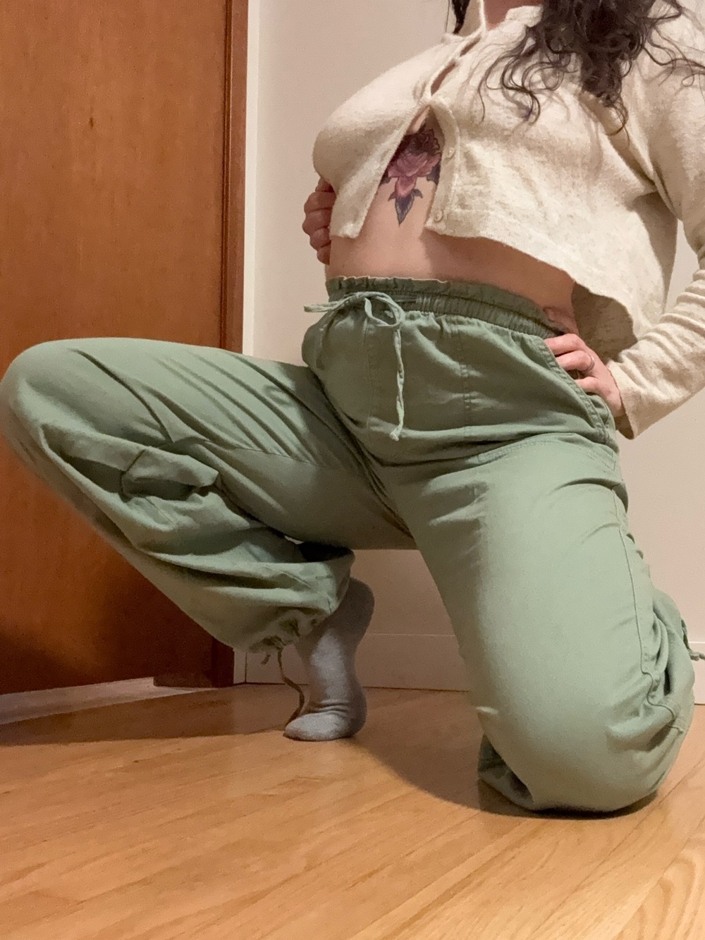 Bluenotes Olive Green Drawstring Jogger Track Pants